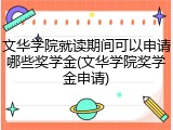 文华学院就读期间可以申请哪些奖学金(文华学院奖学金申请)