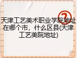 天津工艺美术职业学院地址在哪个市，什么区县(天津工艺美院地址)