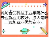 潍坊食品科技职业学院什么专业就业比较好，原因是啥(潍坊就业优势专业)