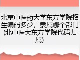 北京中医药大学东方学院招生编码多少，隶属哪个部门(北中医大东方学院代码归属)