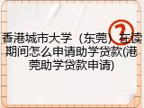 香港城市大学（东莞）在读期间怎么申请助学贷款(港莞助学贷款申请)