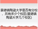 景德镇陶瓷大学是否有分校，共有多少个校区(景德镇陶瓷大学几个校区)