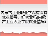 内蒙古工业职业学院有没有就业指导，好就业吗(内蒙古工业职业学院就业情况)