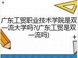 广东工贸职业技术学院是双一流大学吗?(广东工贸是双一流吗)
