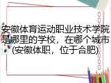 安徽体育运动职业技术学院是哪里的学校，在哪个城市(安徽体职，位于合肥)