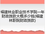 福建林业职业技术学院一年财政拨款大概多少钱(福建林职院财政拨款)