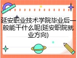 延安职业技术学院毕业后一般能干什么呢(延安职院就业方向)
