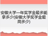安徽大学一年奖学金最多能拿多少(安徽大学奖学金最高多少)