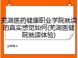 芜湖医药健康职业学院就读的真实感觉如何(芜湖医健院就读体验)