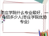 枣庄学院什么专业最好，一年招多少人(枣庄学院优势专业)