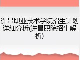 许昌职业技术学院招生计划详细分析(许昌职院招生解析)