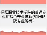 揭阳职业技术学院的普通专业和特色专业详解(揭阳职院专业解析)