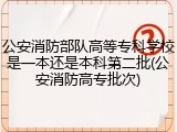 公安消防部队高等专科学校是一本还是本科第二批(公安消防高专批次)