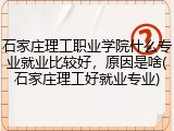 石家庄理工职业学院什么专业就业比较好，原因是啥(石家庄理工好就业专业)
