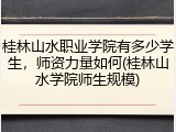 桂林山水职业学院有多少学生，师资力量如何(桂林山水学院师生规模)