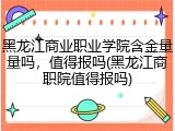 黑龙江商业职业学院含金量量吗，值得报吗(黑龙江商职院值得报吗)