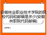 安徽林业职业技术学院的院校代码和邮编是多少(安徽林职院代码邮编)