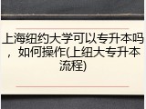 上海纽约大学可以专升本吗，如何操作(上纽大专升本流程)