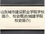山东城市建设职业学院学校简介，校史概述(城建学院校史简介)