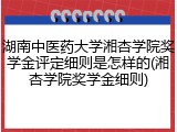 湖南中医药大学湘杏学院奖学金评定细则是怎样的(湘杏学院奖学金细则)