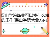 保山学院毕业可以找什么样的工作(保山学院就业方向)