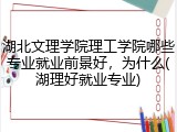 湖北文理学院理工学院哪些专业就业前景好，为什么(湖理好就业专业)