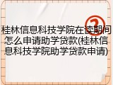 桂林信息科技学院在读期间怎么申请助学贷款(桂林信息科技学院助学贷款申请)
