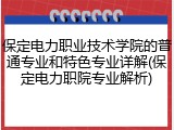 保定电力职业技术学院的普通专业和特色专业详解(保定电力职院专业解析)