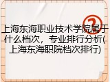 上海东海职业技术学院属于什么档次，专业排行分析(上海东海职院档次排行)