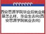 西安思源学院毕业后就业前景怎么样，毕业生去向(西安思源学院就业去向)