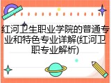 红河卫生职业学院的普通专业和特色专业详解(红河卫职专业解析)