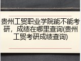 贵州工贸职业学院能不能考研，成绩在哪里查询(贵州工贸考研成绩查询)