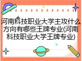 河南科技职业大学主攻什么方向有哪些王牌专业(河南科技职业大学王牌专业)