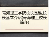 青海理工学院校长是谁,校长基本介绍(青海理工校长简介)