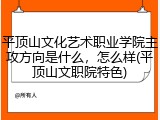 平顶山文化艺术职业学院主攻方向是什么，怎么样(平顶山文职院特色)