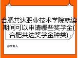 合肥共达职业技术学院就读期间可以申请哪些奖学金(合肥共达奖学金种类)