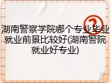 湖南警察学院哪个专业毕业就业前景比较好(湖南警院就业好专业)