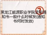 黑龙江能源职业学院录取通知书一般什么时候发(通知书何时发放)