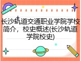 长沙轨道交通职业学院学校简介，校史概述(长沙轨道学院校史)