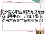 长沙南方职业学院有没有就业指导中心，详细介绍(长沙南方职业学院就业指导)