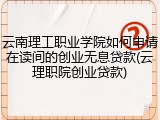 云南理工职业学院如何申请在读间的创业无息贷款(云理职院创业贷款)
