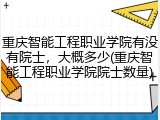 重庆智能工程职业学院有没有院士，大概多少(重庆智能工程职业学院院士数量)