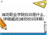 潍坊职业学院校训是什么，详细阐述(潍坊校训详解)