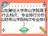 山东财经大学燕山学院属于什么档次，专业排行分析(山财燕山学院档次专业排行)