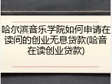 哈尔滨音乐学院如何申请在读间的创业无息贷款(哈音在读创业贷款)