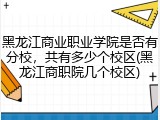 黑龙江商业职业学院是否有分校，共有多少个校区(黑龙江商职院几个校区)