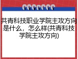 共青科技职业学院主攻方向是什么，怎么样(共青科技学院主攻方向)