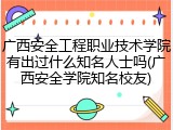 广西安全工程职业技术学院有出过什么知名人士吗(广西安全学院知名校友)