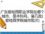 广东碧桂园职业学院在哪个城市，是本科吗，第几批(碧桂园学院城市批次)