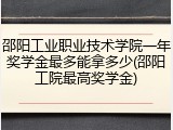 邵阳工业职业技术学院一年奖学金最多能拿多少(邵阳工院最高奖学金)